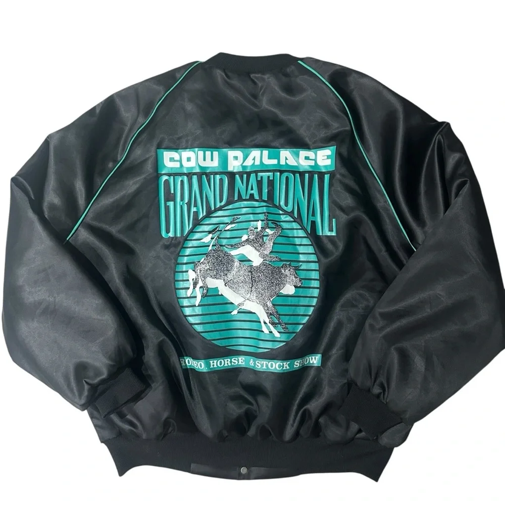 2002 vintage Grand National Cow Palace rodeo satin‎ bomber. Size XL